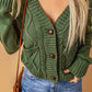 Front Pockets Buttons Textured Cardigan