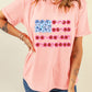 Floral Printed Crew Neck Flag Day T Shirt