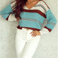 Striped Pattern Knit V Neck Sweater