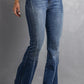 High Waist Flare Jeans with Pockets
