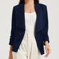 Solid Lapel Collar Satin Blazer