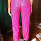 Tie High Waist Sequin Jogger Pants