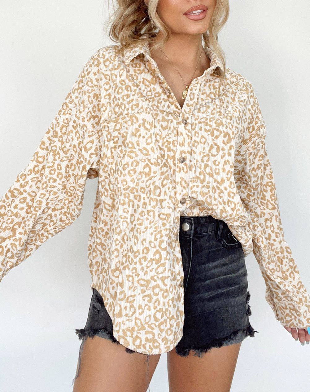 Ribbed Texture Button Up Shirt