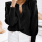 Braided Notched V Neckline Puff Sleeve Knitted Sweater