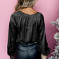 Sequin Cuffs Bubble Sleeve Blouse