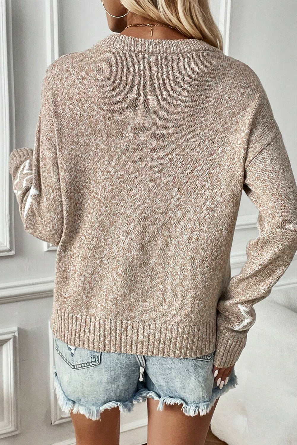 Star Pattern Drop Shoulder Sweater