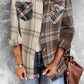 Mixed Plaid Patchwork Double Flap Pocket Shirt