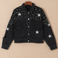 Distressed Pearls Star Cropped Denim Jacket