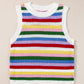 Striped Knitted Eyelet Slim Sweater Vest
