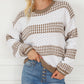 Vertical Stripes Two Tones Drop Shoulder Sweater