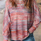 Tie-dyed Boat Neck Dolman Sleeve Knit Top