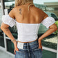 White Off-shoulder Puff Short Sleeve Crop Top