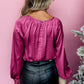 Sequin Cuffs Bubble Sleeve Blouse