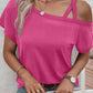 Asymmetric Criss Cross One Shoulder T Shirt