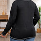 Plus Size Contrasting Topstitch Ribbed Henley Top
