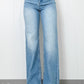 High Rise Shift Slit Leg Straight Jeans