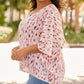 Printed 3/4 Dolman Sleeve Plus Size Blouse