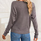 Textured Knit Round Neck Dolman Sleeve Sweater