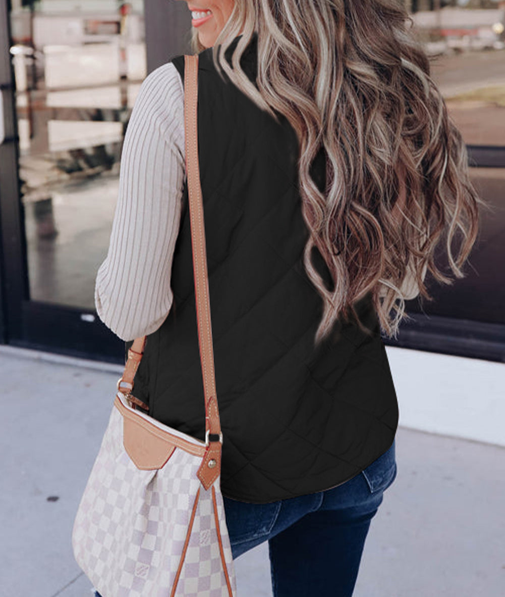 Fleece Lined Quilted Zip up Vest Coat