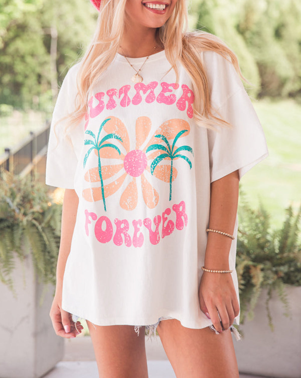 SUMMER FOREVER Flower Graphic T Shirt