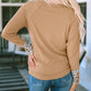 Brown Leopard Cuffs Ribbed Henley Top