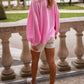 Solid Color Puff Sleeve Crinkled Shirt