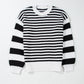 Striped Drop Shoulder Bishop Sleeve Knit Sweater
