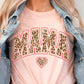 Pink MAMA Leopard Heart Graphic T Shirt
