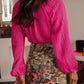 V-Neck Long Sleeve Button Up Lace Shirt