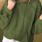 Solid Color Rivet Stud Raglan Sleeve Hoodie with Pocket