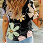 Summer Flower Print Casual Round Neck T Shirt