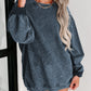 Plus Size Corded Round Neck Sweatshirt
