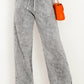Drawstring Elastic Waist Wide Leg Jeans