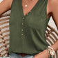 Half Button V Neck Patched Pocket Tank Top