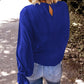 Crew Neck Ruffle Bubble Sleeve Top