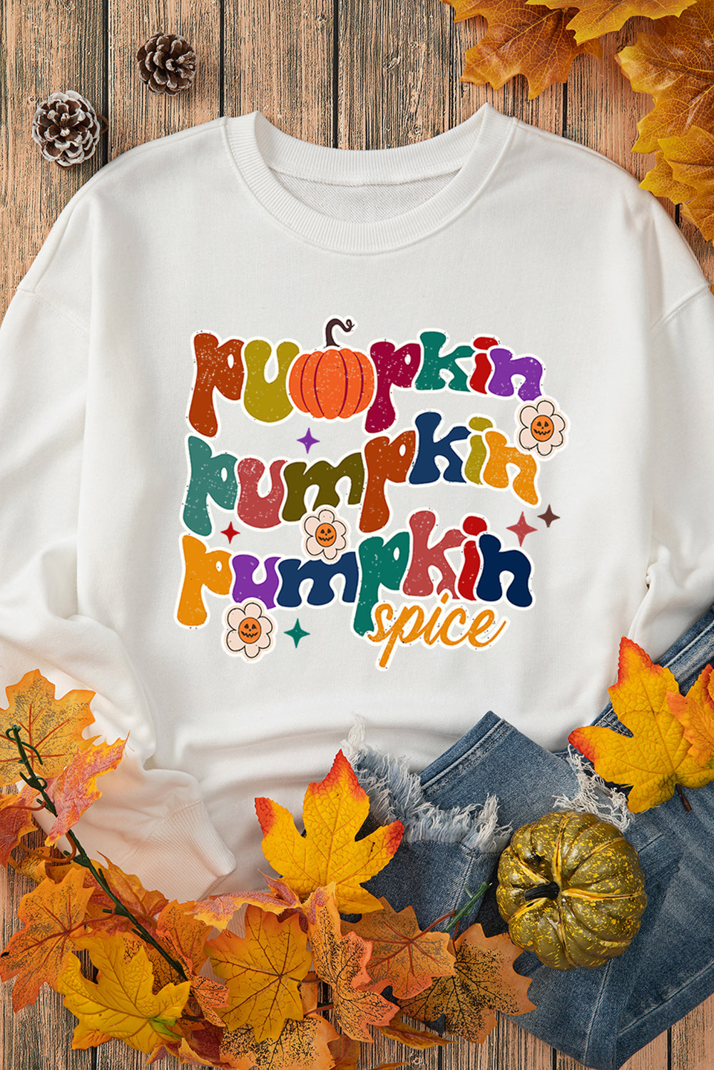 Cute Pumpkin Spice Graphic Thanksgiving Sweatshirt