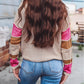 Colorblock Exposed Seam Round Neck Sweater