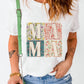 MAMA Floral Block Graphic Casual T Shirt