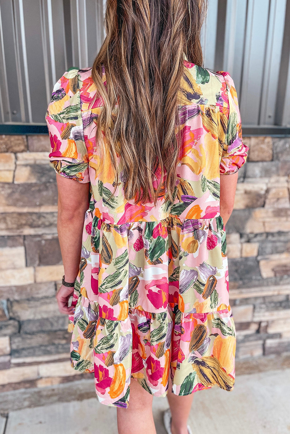 Floral Print Short Sleeve Shirt Dress