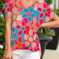Abstract Print V Neck Dolman Blouse