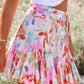 Abstract Floral Print Ruffled Mini Skirt