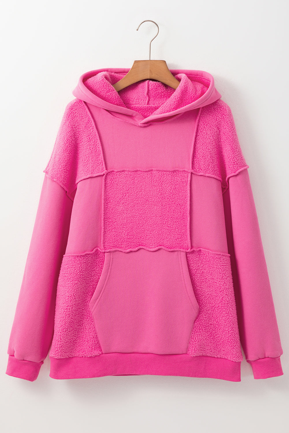 Mineral Wash Terry Patchwork Drawstring Hoodie