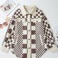 Checkered Print Patchwork Corduroy Shacket