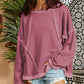 Exposed Seam Drop Shoulder Raw Hem Oversized Sweatshirt