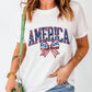 AMERICA Flag Bow Knot Print Round Neck Top