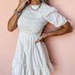 Tie Short Sleeves Smocked Ruffle Mini Dress