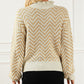Chevron Striped High Neck Drop Shoulder Sweater