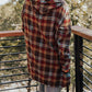 Plus Size Plaid Kangaroo Pocket Drawstring Hoodie
