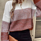 Color Block Drop Shoulder Ribbed Trim Sweater