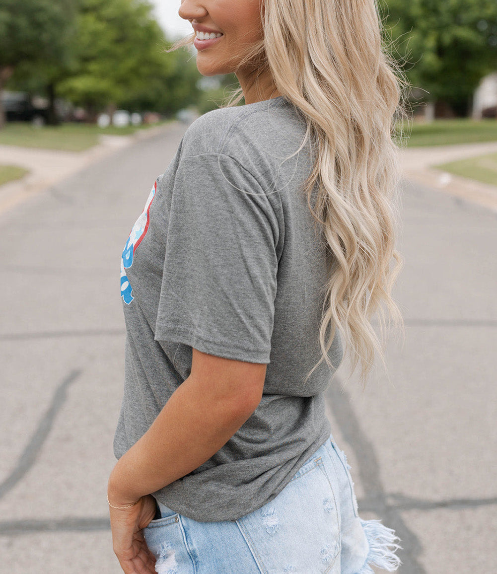 Crewneck God Bless America & Heart Graphic Tee